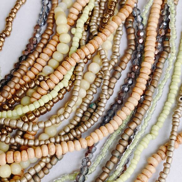 VTG Signed Chico’s Necklace Multi Strand Beaded Boho Gold Tone Earthy 2010s - Picture 5 of 9